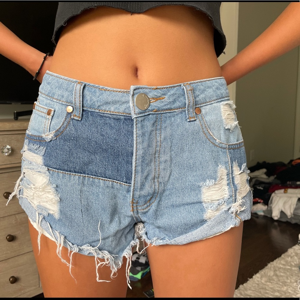 Patterned Jean Shorts